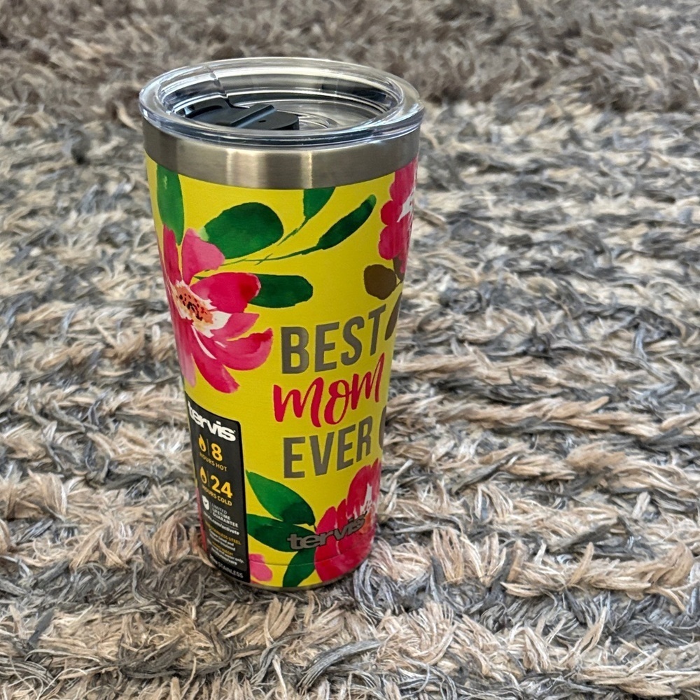 New! Tervis Vibrant Floral Tumbler - Best Mom Ever, Stainless 20 oz